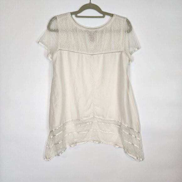Sundance Silk Tunic Top Lace Delicate Bohemian Tunic Lightweight Polkadot Lace M - Picture 5 of 9